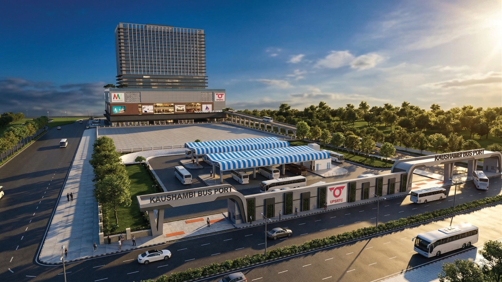 Omaxe Kaushambi Aerial View Omaxe Kaushambi aerial view — mixed-use commercial development Kaushambi Ghaziabad Delhi NCR